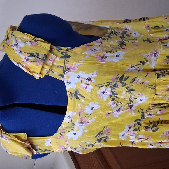 Floral Yellow Womens Maxi Dress - Picture 3 of 10